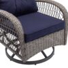 3pc Outdoor Swivel Rocker Patio Chairs 360  Rocking Set With Thick Cushions