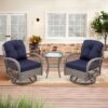 3pc Outdoor Swivel Rocker Patio Chairs 360  Rocking Set With Thick Cushions