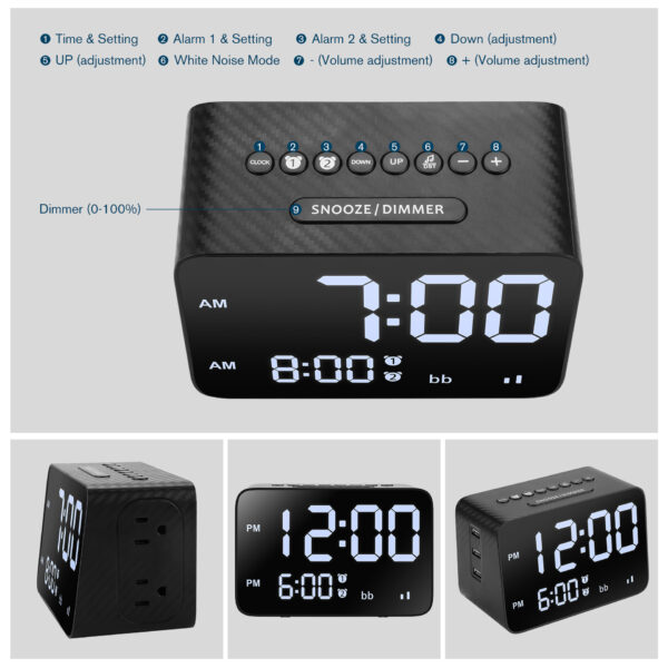 White Noise Alarm Clock Double Alarm