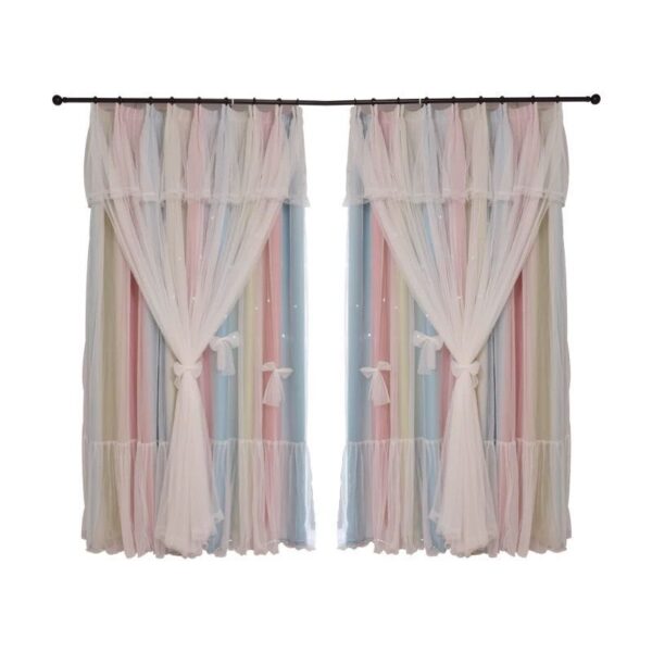 Nordic Simple Hollow Star Princess Wind Bedroom Blackout Curtains