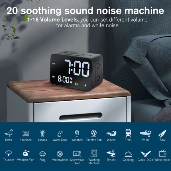 White Noise Alarm Clock Double Alarm